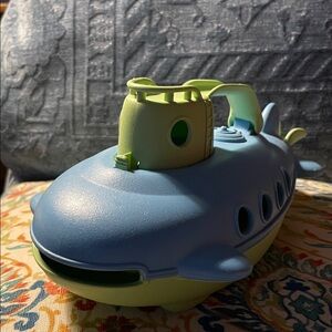 Blue and Green Toy Submarine